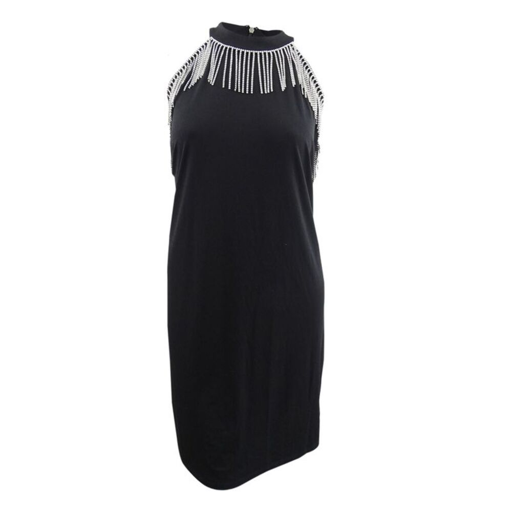 MICHAEL Michael Kors Women's Plus Rhinestone-Detail Halter Dress (2X, Black)